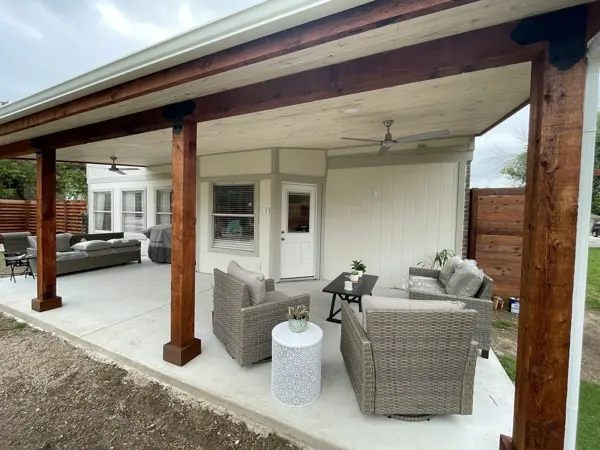 Covered patio with cedar posts, Pflugerville and Austin area